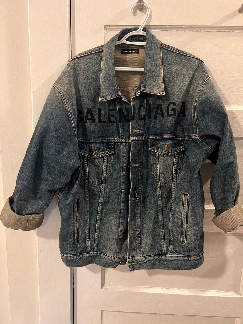 Balenciaga Blue Washed Denim Logo Jacket